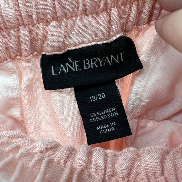 Lane Bryant Blush Pink Frill Ruffled Hem Capri Cropped Pants Womens Plus 18/20 - Picture 4 of 8